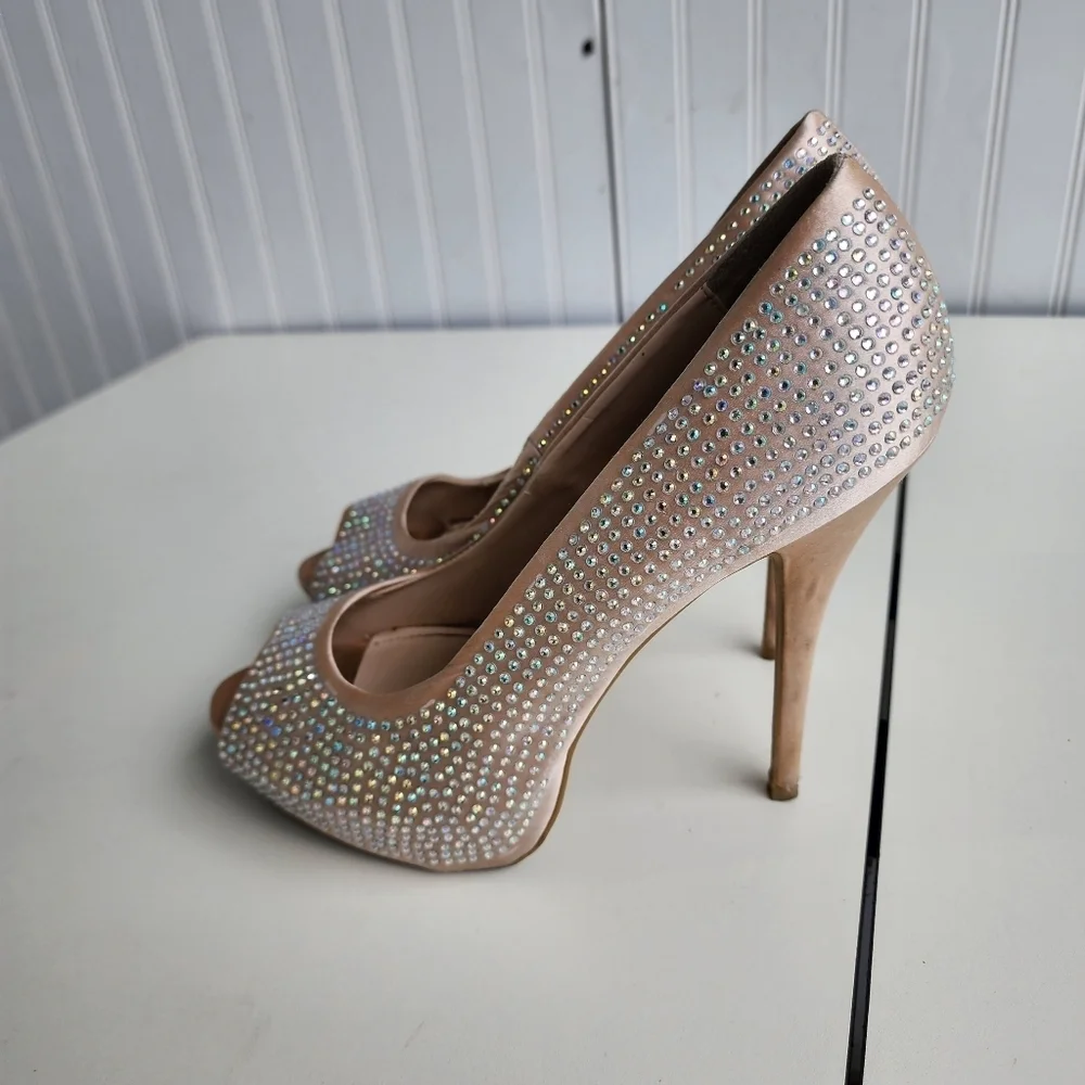 Jennifer Lopez Womens  Studded Blink Beige Ultra High Heels Gemmy Blush Beige - Picture 5 of 10